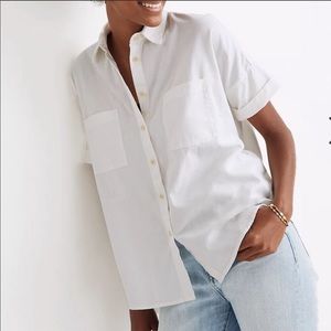 Madewell White Courier Button Down Top
